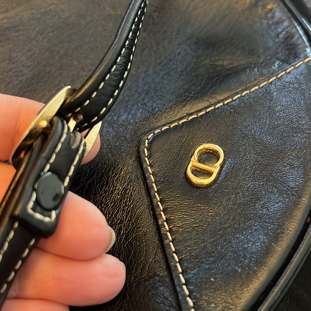 CHRISTIAN DIOR RARE VTG ROUND Leather Crossbody Black Leather - Picture 15 of 16